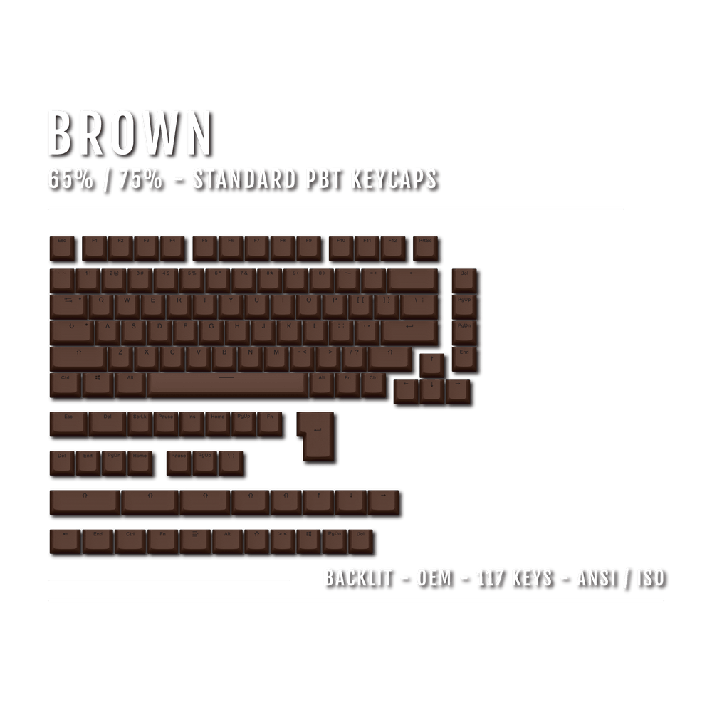 US Brown Backlit Keycaps - ISO/ANSI - 65/75% - kromekeycaps