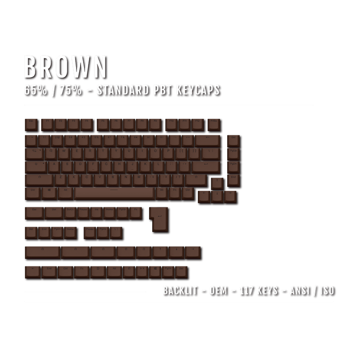 Brown Backlit PBT Keycaps – 65/75% Krome Keycaps LTD Single Colour, USA