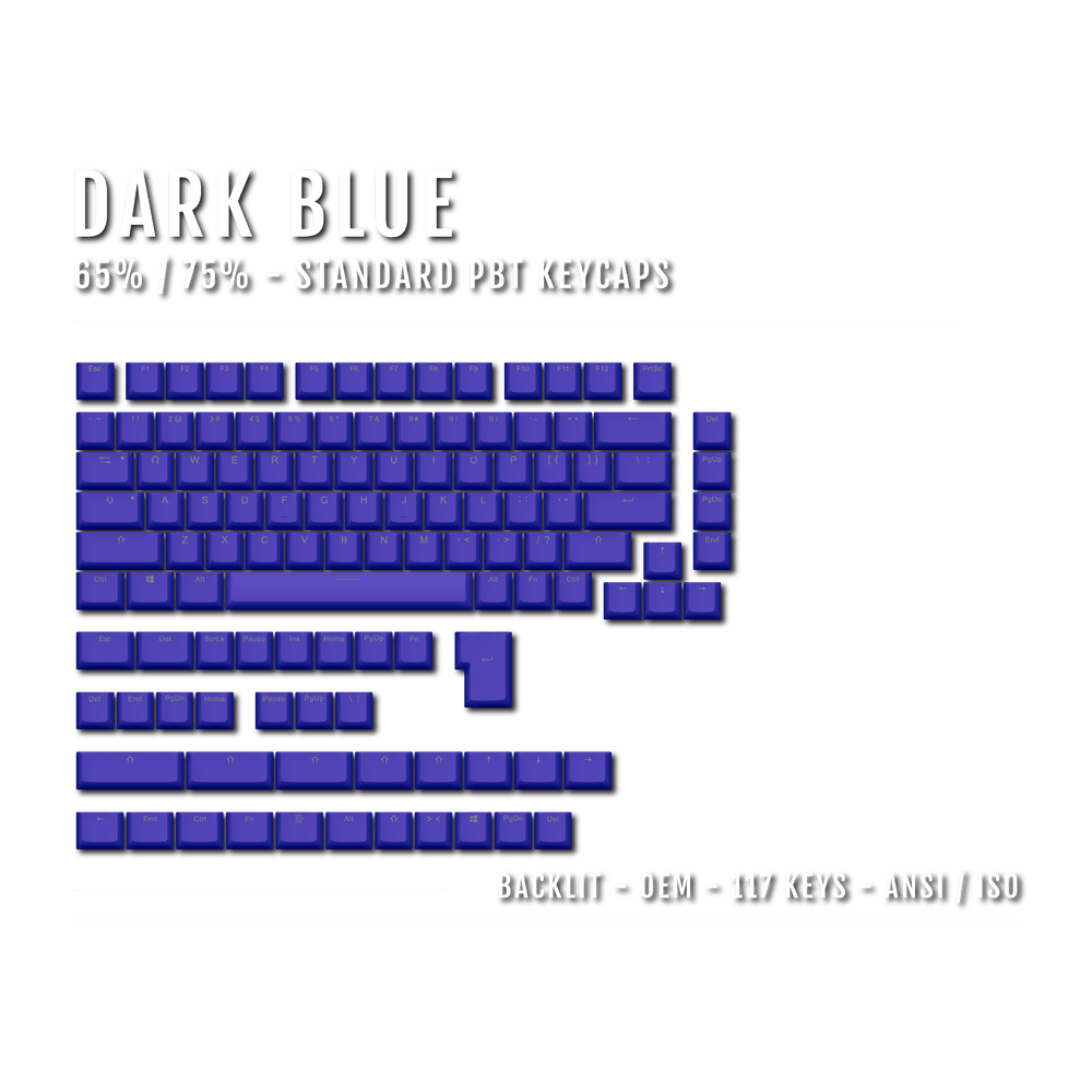 US Dark Blue Backlit Keycaps - ISO/ANSI - 65/75% - kromekeycaps