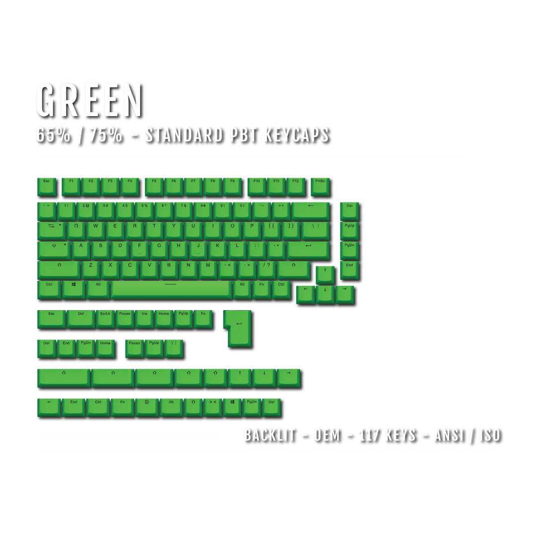 US Green Backlit Keycaps - ISO/ANSI - 65/75% - kromekeycaps