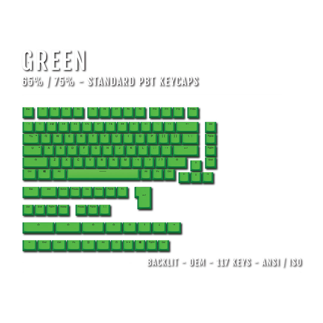Green Backlit PBT Keycaps – 65/75% Krome Keycaps LTD Single Colour, USA