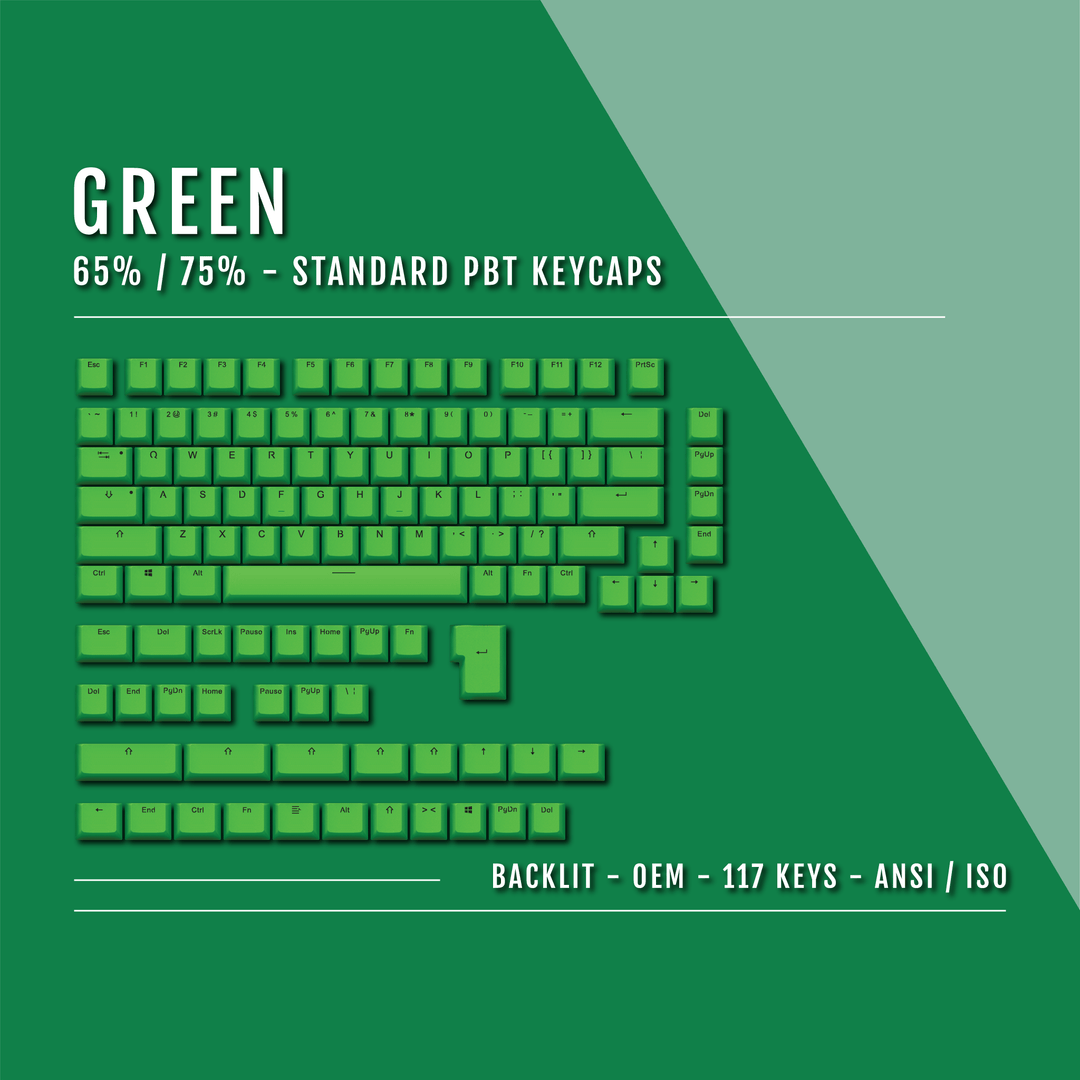 US Green Backlit Keycaps - ISO/ANSI - 65/75% - kromekeycaps