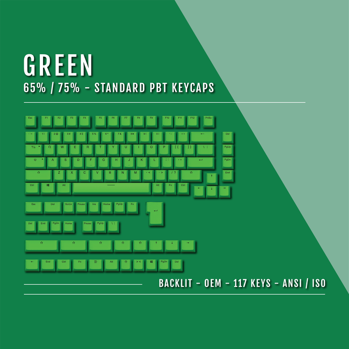 Green Backlit PBT Keycaps – 65/75% Krome Keycaps LTD Single Colour, USA