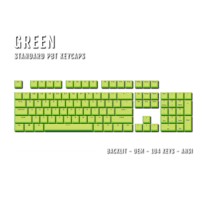 US Green Backlit Keycaps - ISO/ANSI - 100% - kromekeycaps
