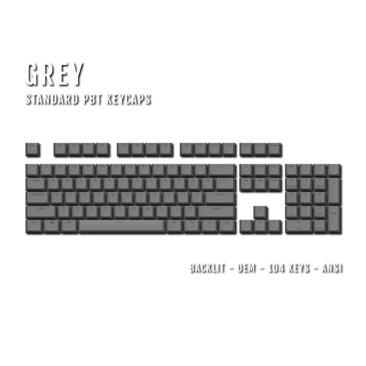 US Grey Backlit Keycaps - ISO/ANSI - 100% - kromekeycaps