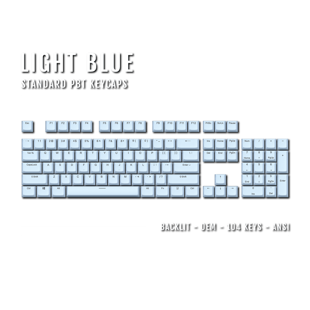 US Light Blue Backlit Keycaps - ISO/ANSI - 100% - kromekeycaps