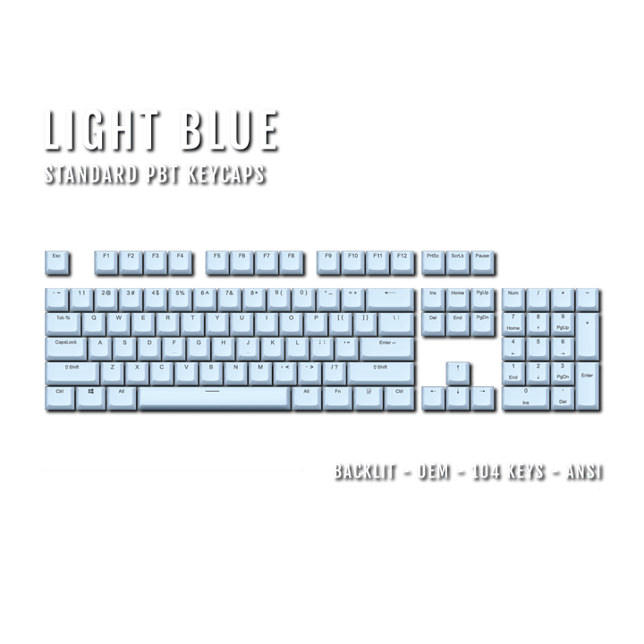 US Light Blue Backlit Keycaps - ISO/ANSI - 100% - kromekeycaps