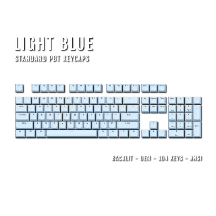 Light Blue Backlit PBT Keycaps Krome Keycaps LTD Single Colour, USA