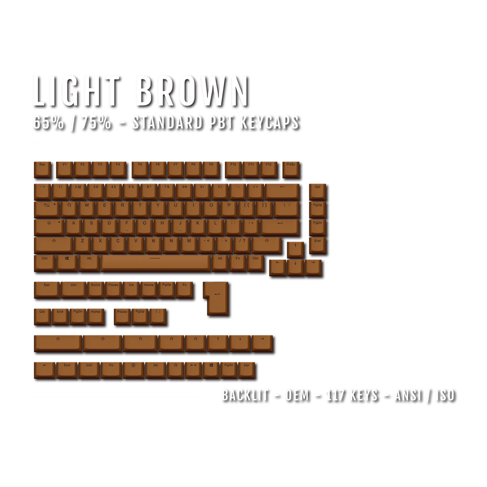 US Light Brown Backlit Keycaps - ISO/ANSI - 65/75% - kromekeycaps