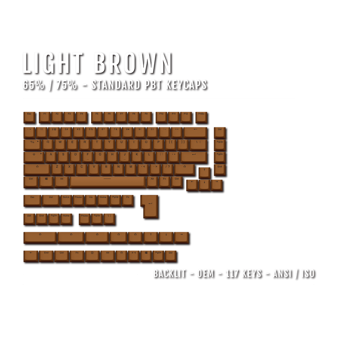 Light Brown Backlit PBT Keycaps – 65/75% Krome Keycaps LTD Single Colour, USA
