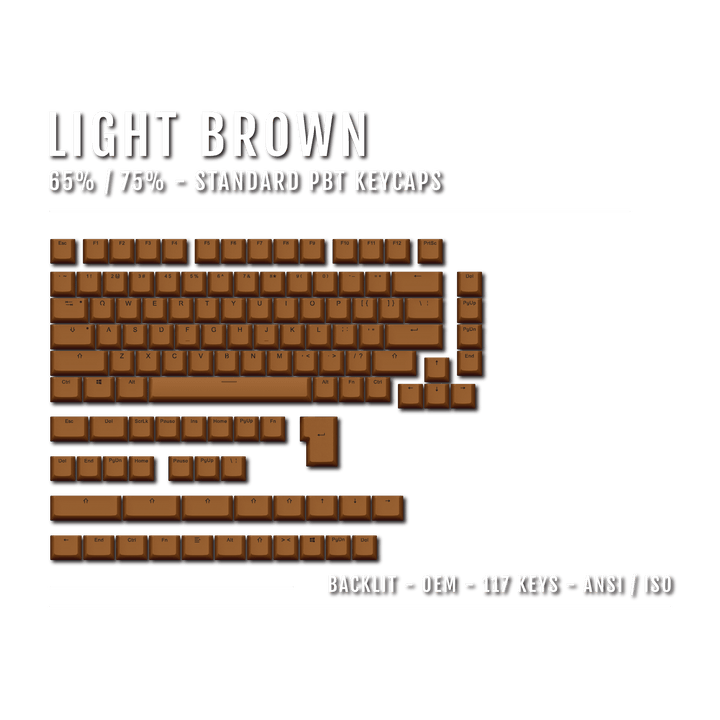 Light Brown Backlit PBT Keycaps – 65/75% Krome Keycaps LTD Single Colour, USA