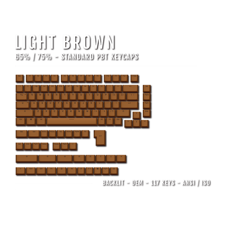 US Light Brown Backlit Keycaps - ISO/ANSI - 65/75% - kromekeycaps