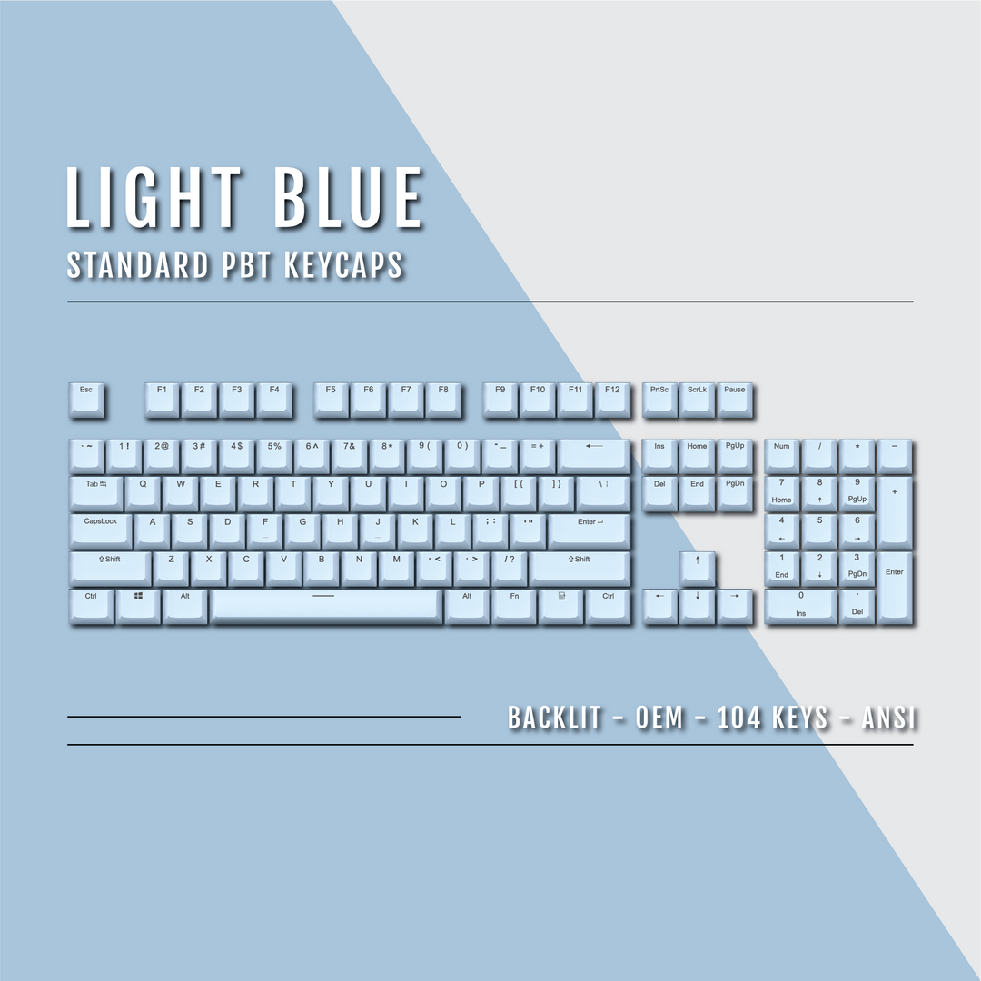 US Light Blue Backlit Keycaps - ISO/ANSI - 100% - kromekeycaps