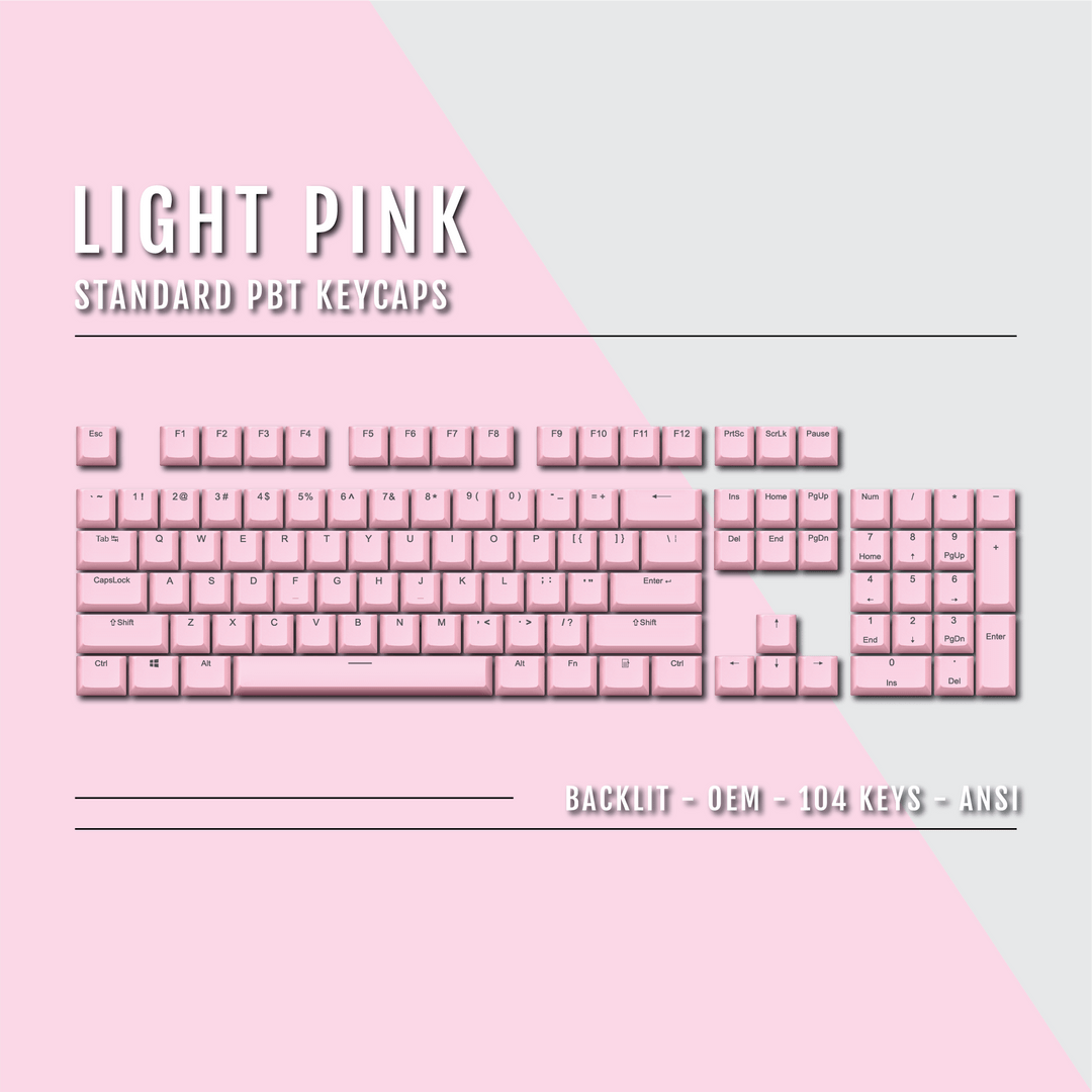US Light Pink Backlit Keycaps - ISO/ANSI - 100% - kromekeycaps