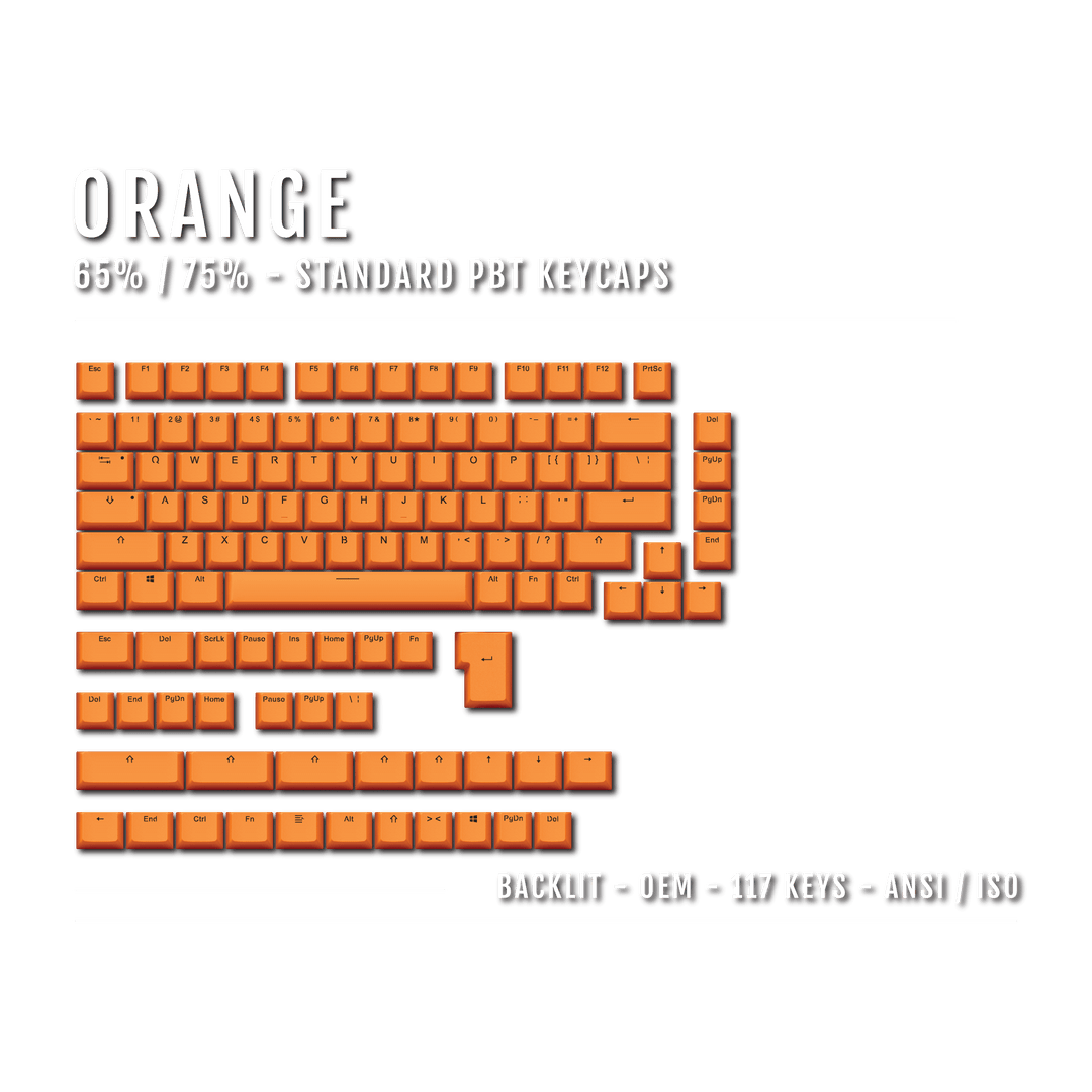 Orange Backlit PBT Keycaps – 65/75% Krome Keycaps LTD Single Colour, USA