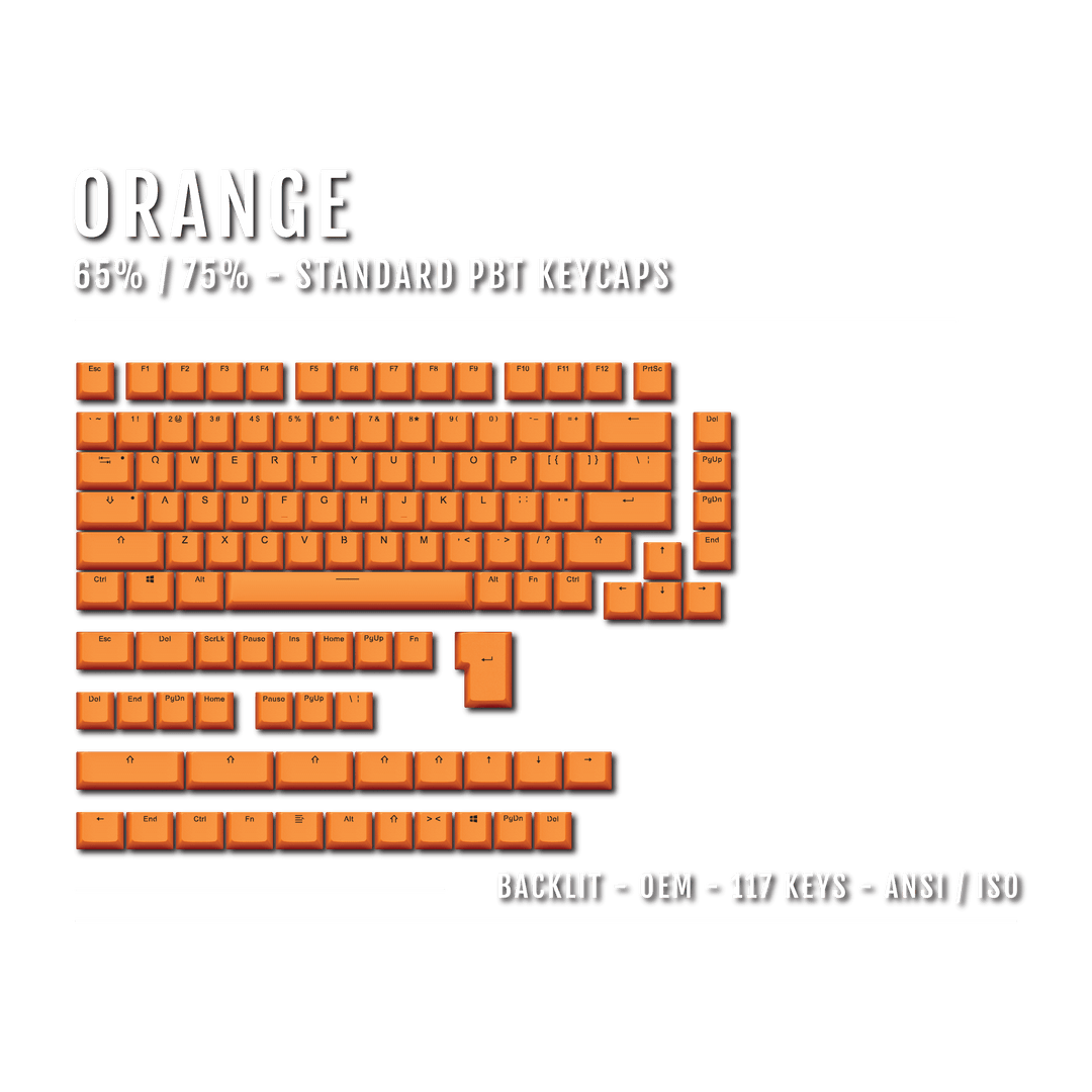 US Orange Backlit Keycaps - ISO/ANSI - 65/75% - kromekeycaps