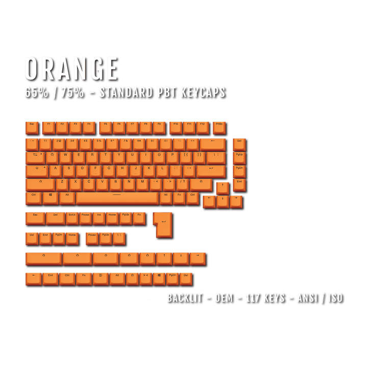 US Orange Backlit Keycaps - ISO/ANSI - 65/75% - kromekeycaps