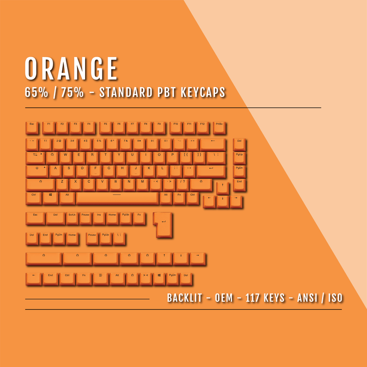 Orange Backlit PBT Keycaps – 65/75% Krome Keycaps LTD Single Colour, USA