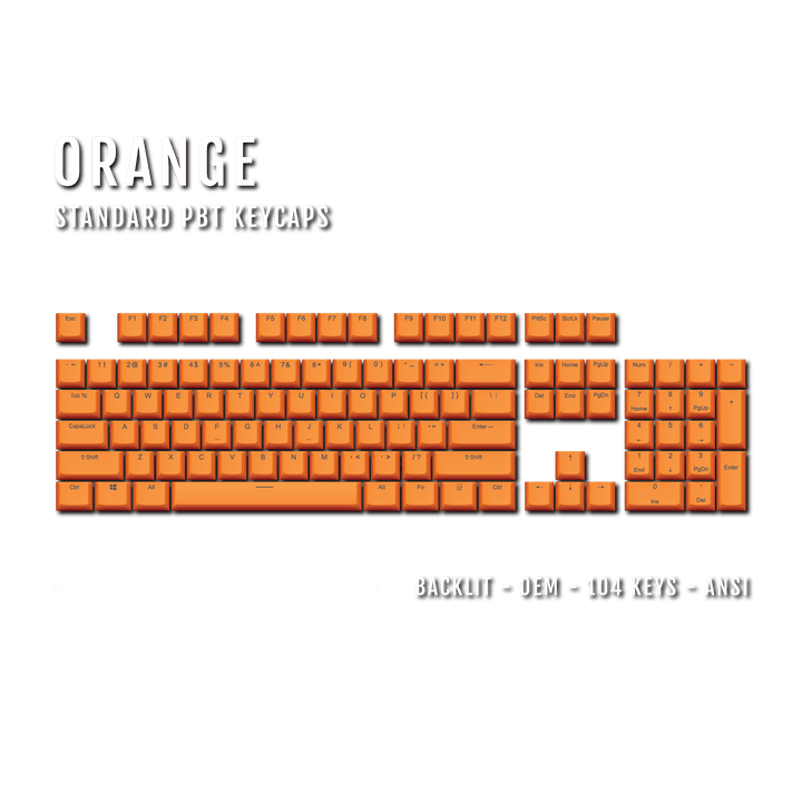 US Orange Backlit Keycaps - ISO/ANSI - 100% - kromekeycaps