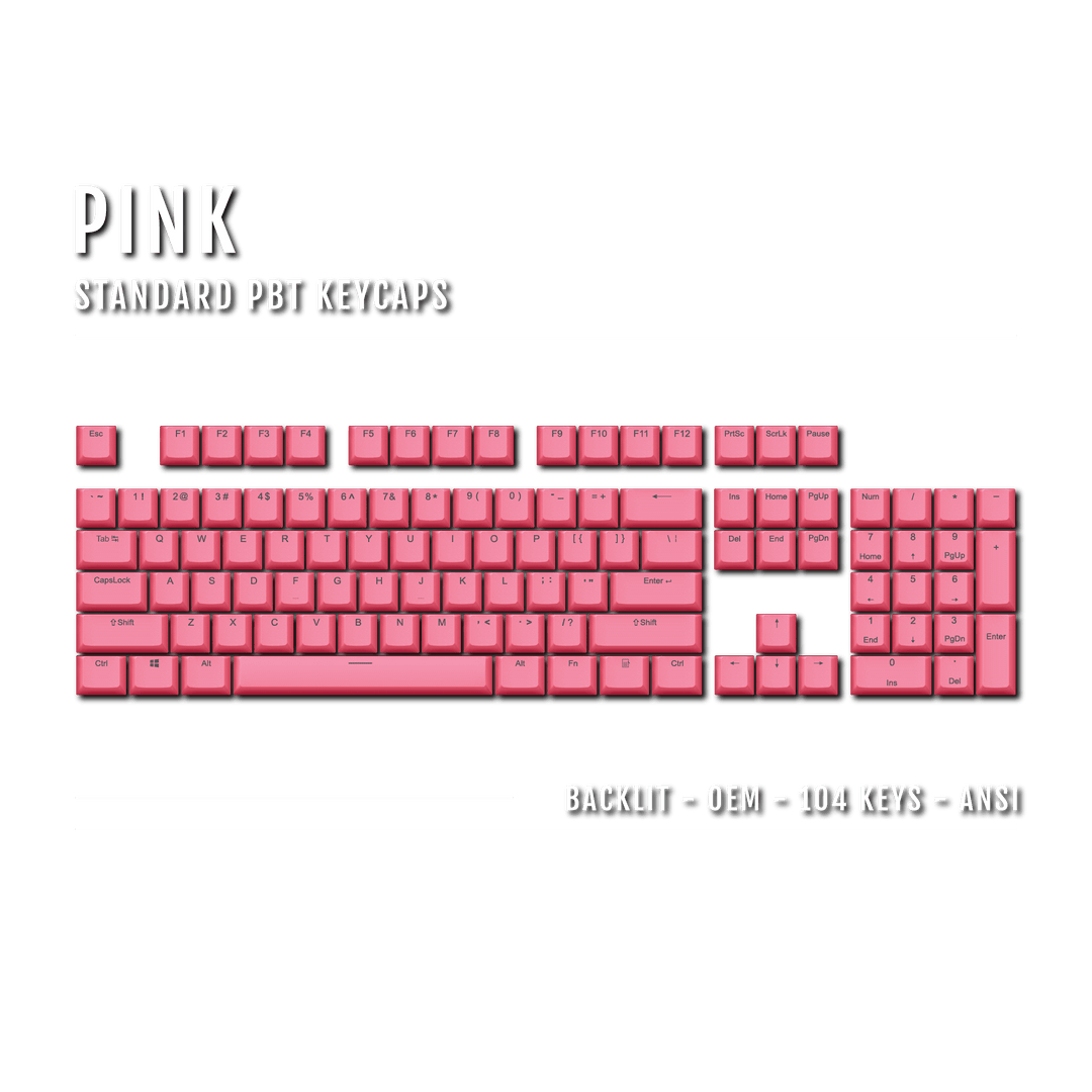 US Pink Backlit Keycaps - ISO/ANSI - 100% - kromekeycaps