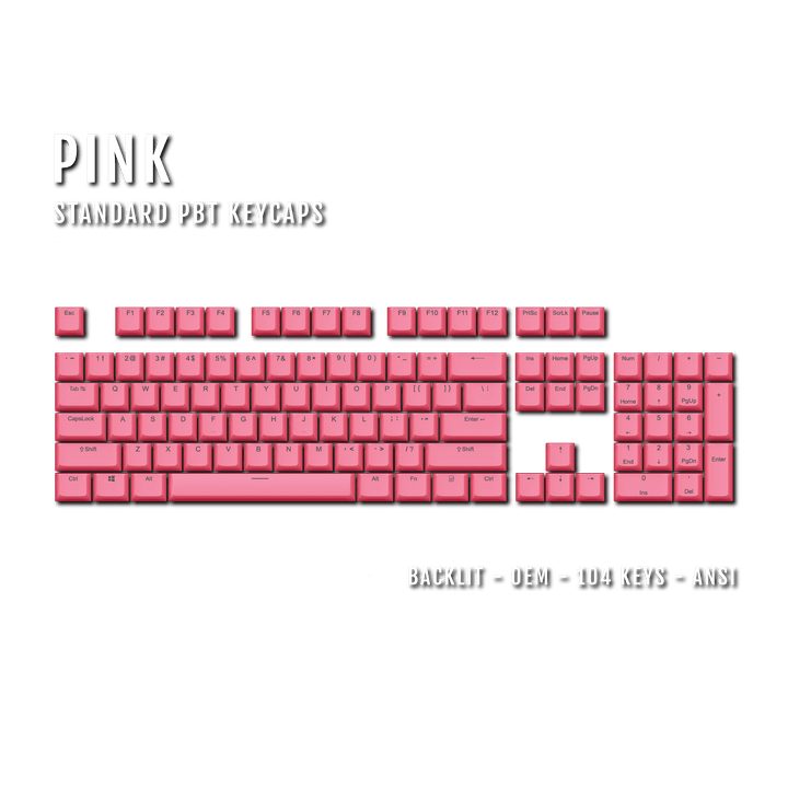 US Pink Backlit Keycaps - ISO/ANSI - 100% - kromekeycaps