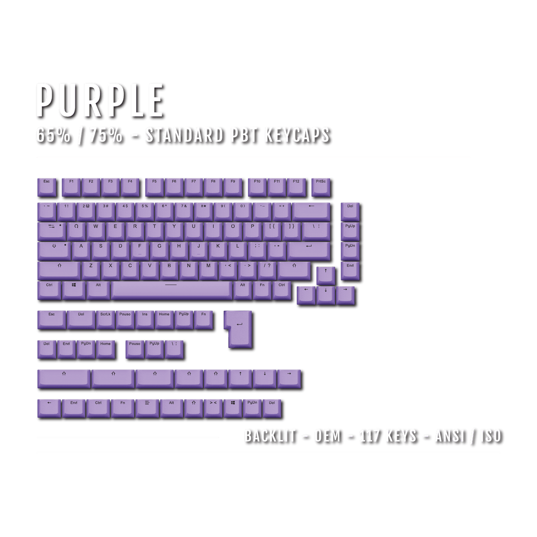 Purple Backlit Keycaps - 65/75% Krome Keycaps LTD Single Colour, USA