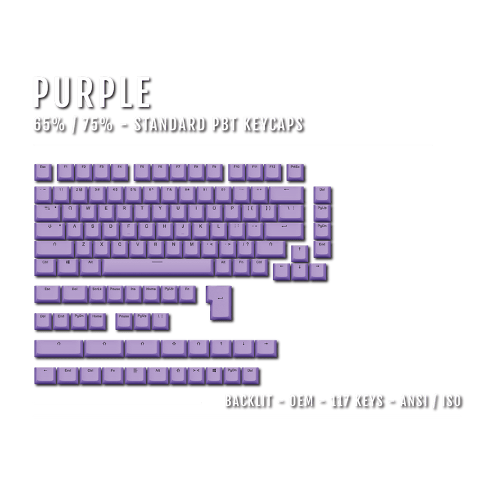 Purple Backlit Keycaps - 65/75% Krome Keycaps LTD Single Colour, USA