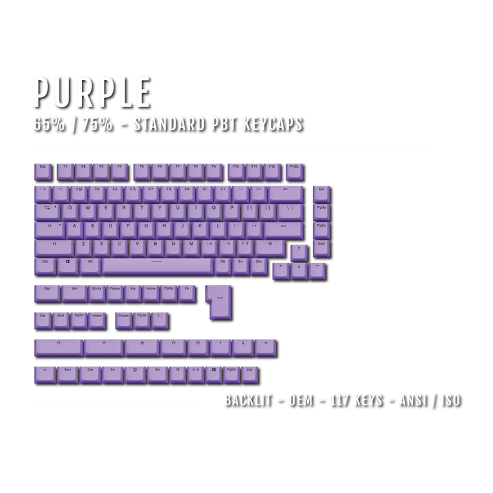 US Purple Backlit Keycaps - ISO/ANSI - 65/75% - kromekeycaps