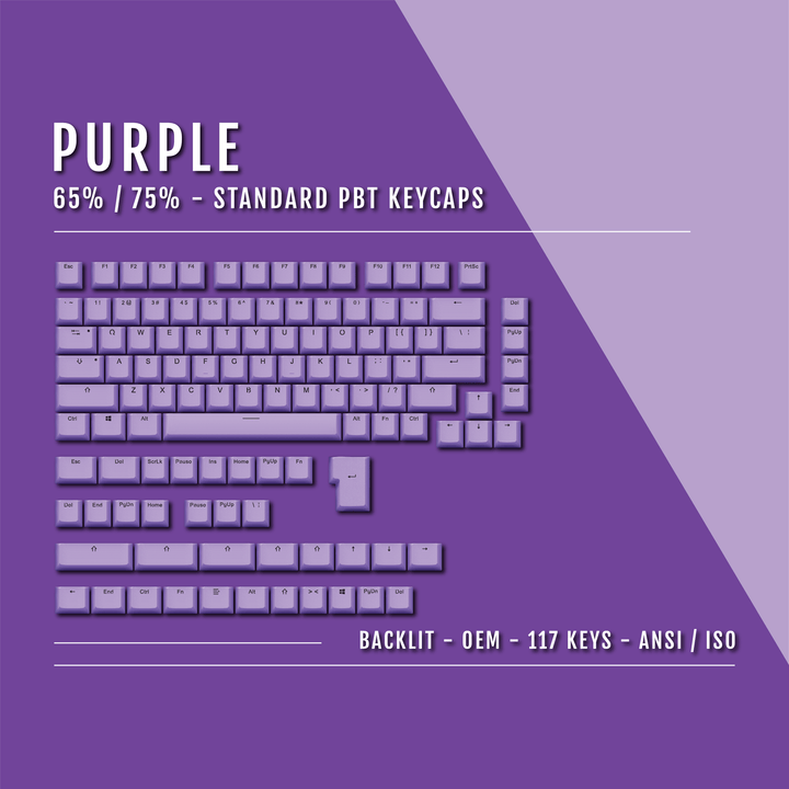 Purple Backlit Keycaps - 65/75% Krome Keycaps LTD Single Colour, USA