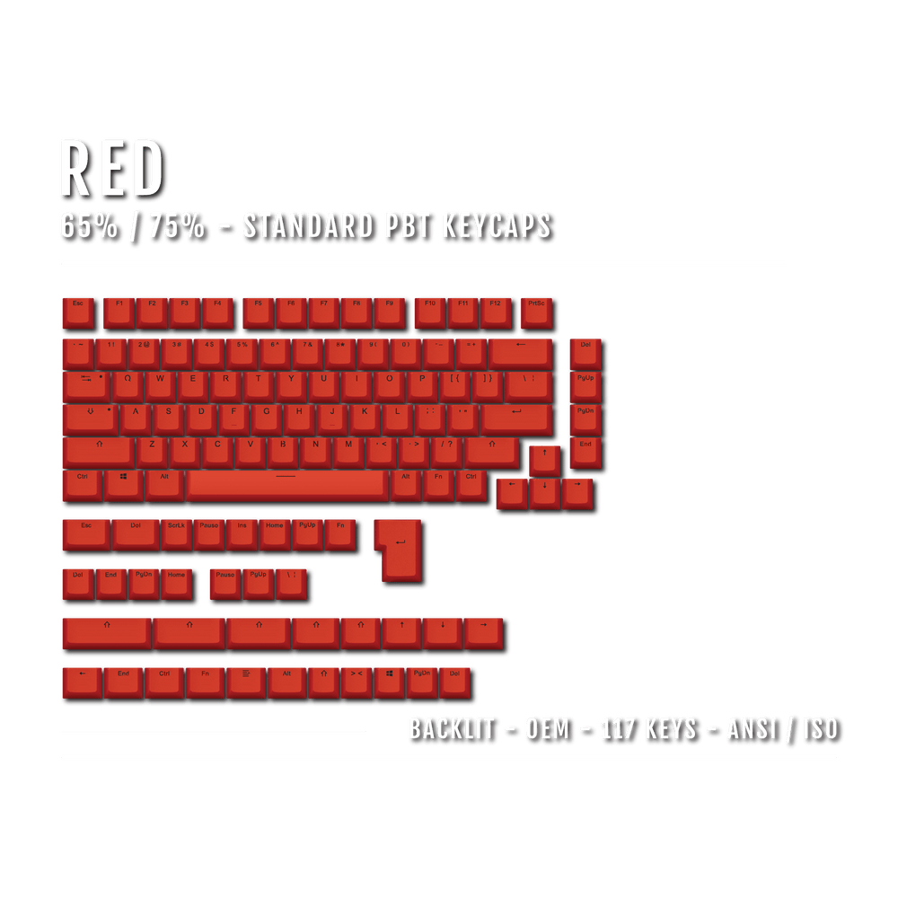 US Red Backlit Keycaps - ISO/ANSI - 65/75% - kromekeycaps