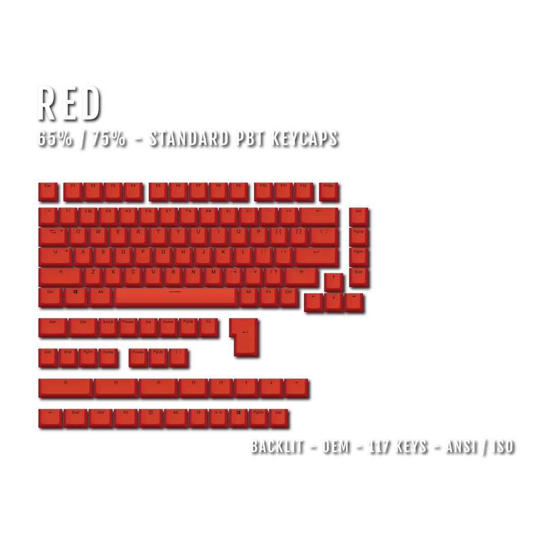 Red Backlit PBT Keycaps - 65/75% Krome Keycaps LTD Single Colour, USA