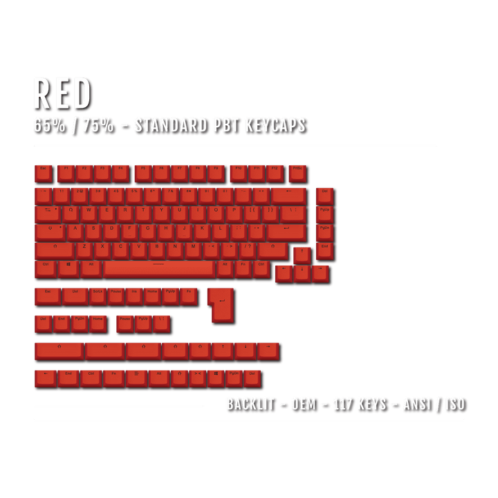 US Red Backlit Keycaps - ISO/ANSI - 65/75% - kromekeycaps