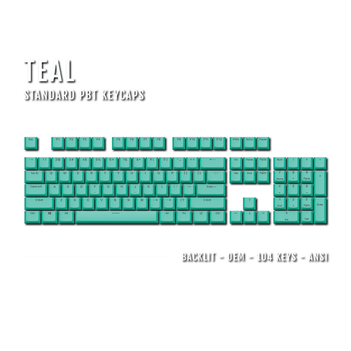 US Teal Backlit Keycaps - ISO/ANSI - 100% - kromekeycaps