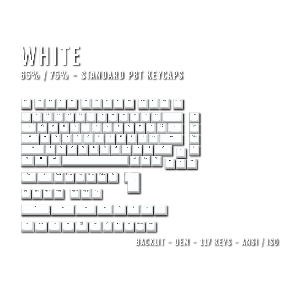 US White Backlit Keycaps - ISO/ANSI - 65/75% - kromekeycaps