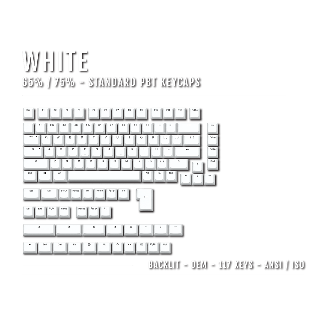 US White Backlit Keycaps - ISO/ANSI - 65/75% - kromekeycaps