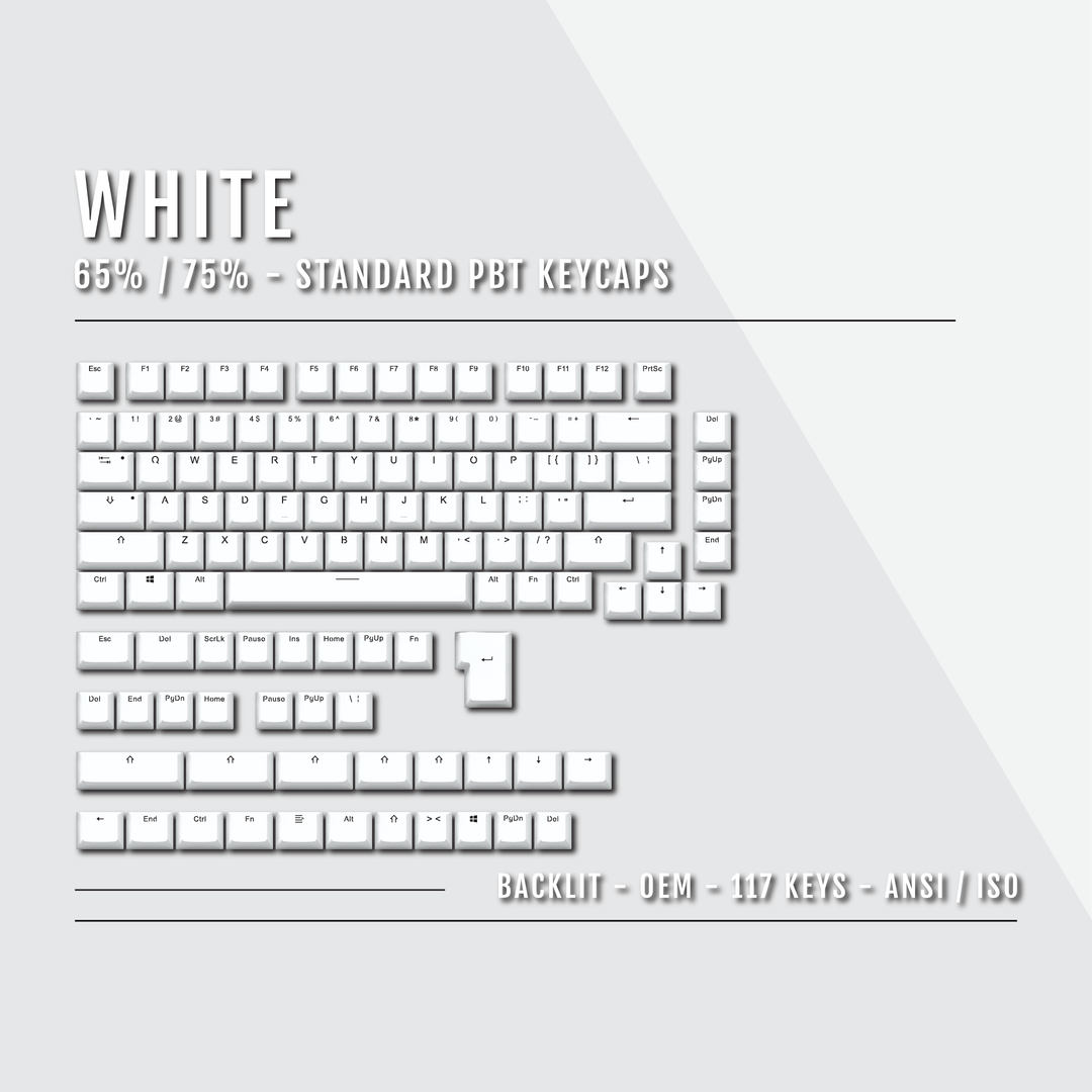 US White Backlit Keycaps - ISO/ANSI - 65/75% - kromekeycaps