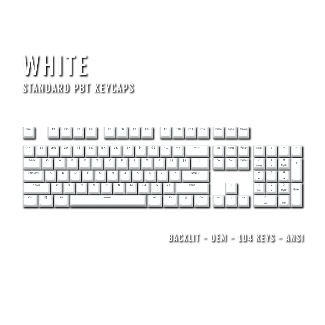 US White Backlit Keycaps - ISO/ANSI - 100% - kromekeycaps