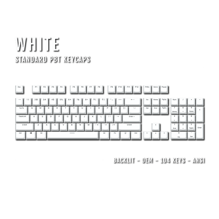 White Backlit PBT Keycaps Krome Keycaps LTD Single Colour, USA