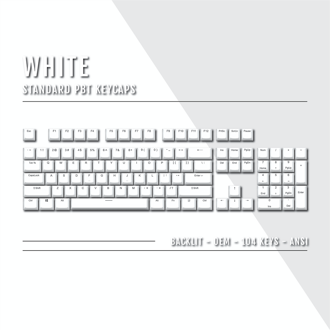 US White Backlit Keycaps - ISO/ANSI - 100% - kromekeycaps
