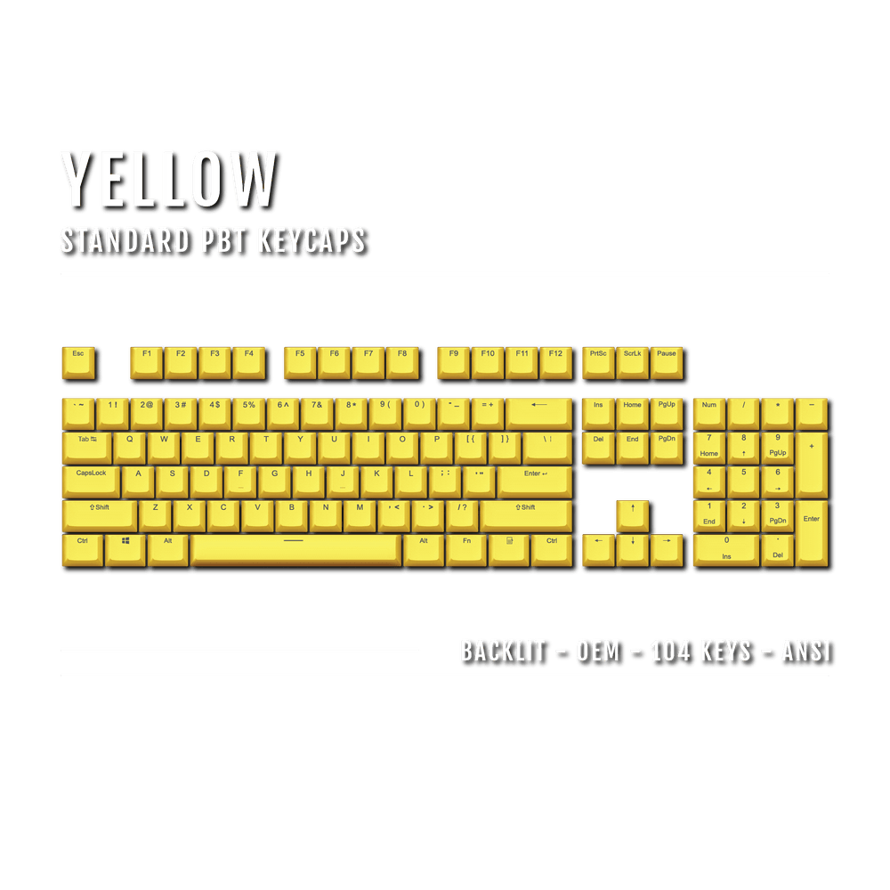 US Yellow Backlit Keycaps - ISO/ANSI - 100% - kromekeycaps