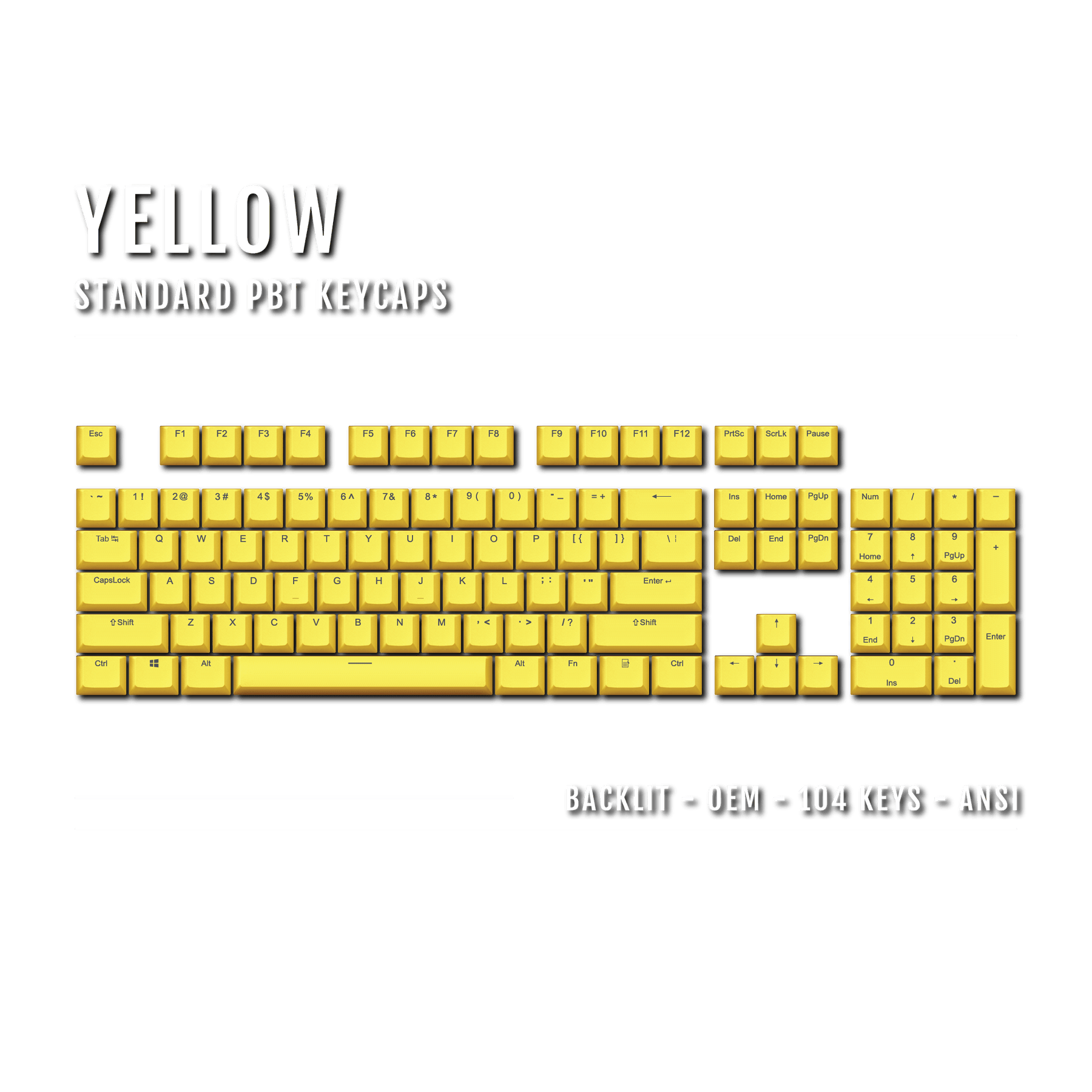 Yellow Keyboard Set Yellow Backlit PBT Keycaps – Krome Keycaps LTD