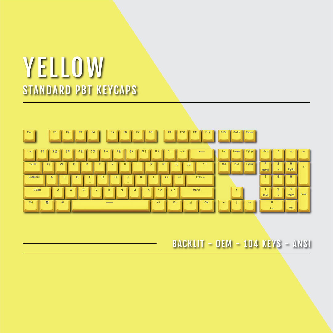 US Yellow Backlit Keycaps - ISO/ANSI - 100% - kromekeycaps