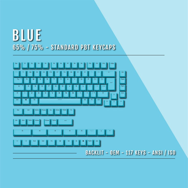 US Blue Backlit Keycaps - ISO/ANSI - 65/75% - kromekeycaps