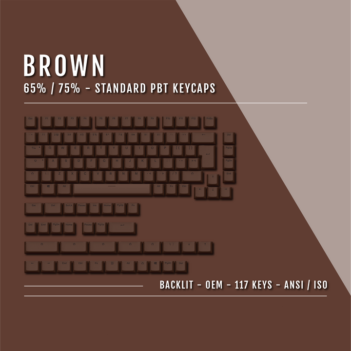 Brown Backlit PBT Keycaps – 65/75% Krome Keycaps LTD Single Colour, USA