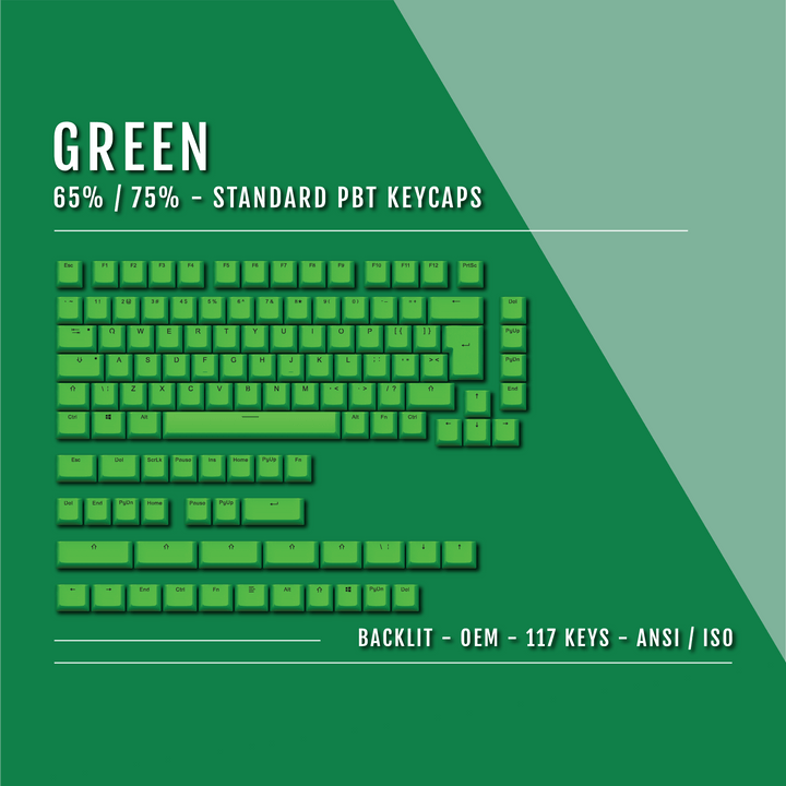 US Green Backlit Keycaps - ISO/ANSI - 65/75% - kromekeycaps