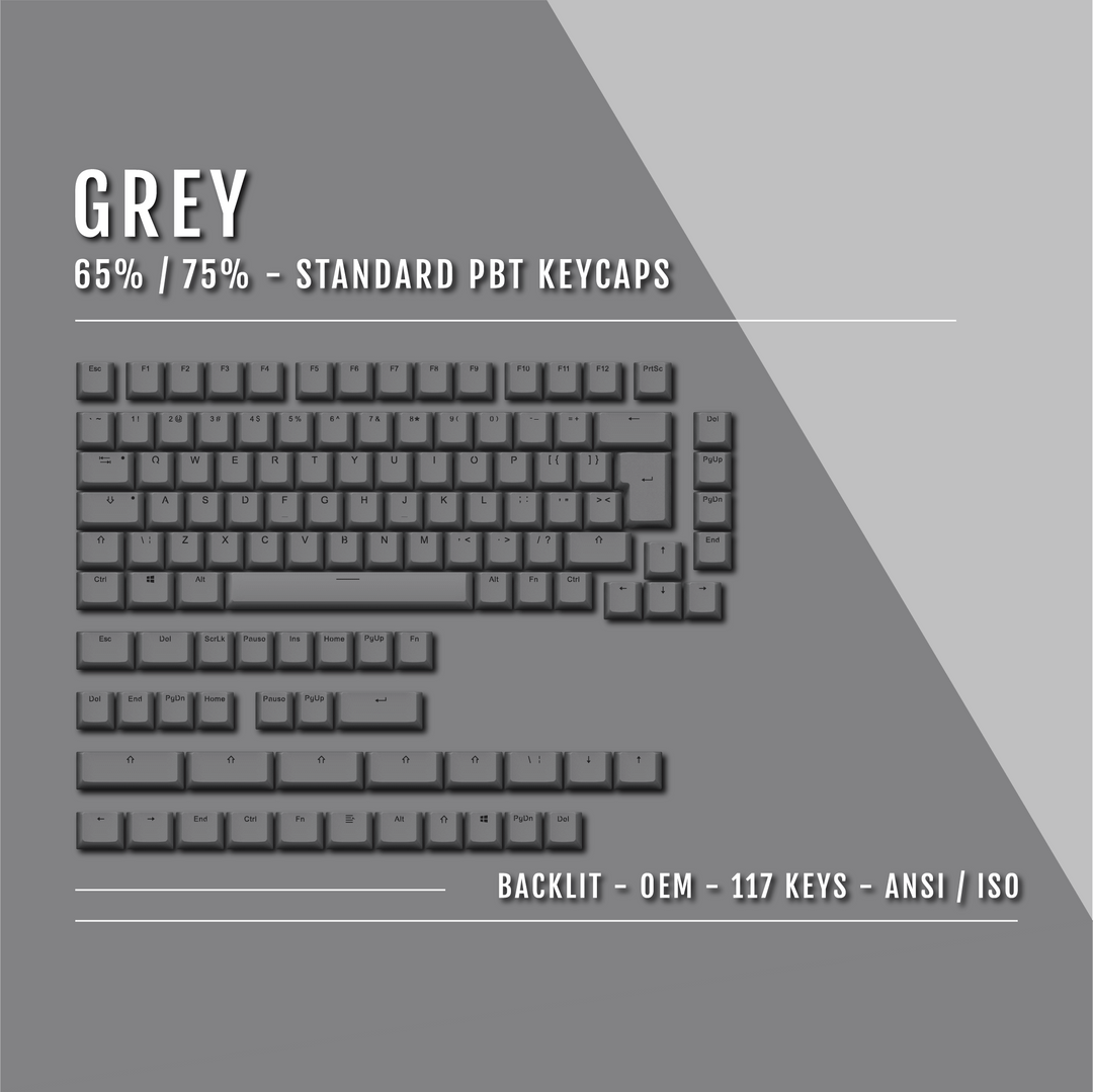 US Grey Backlit Keycaps - ISO/ANSI - 65/75% - kromekeycaps