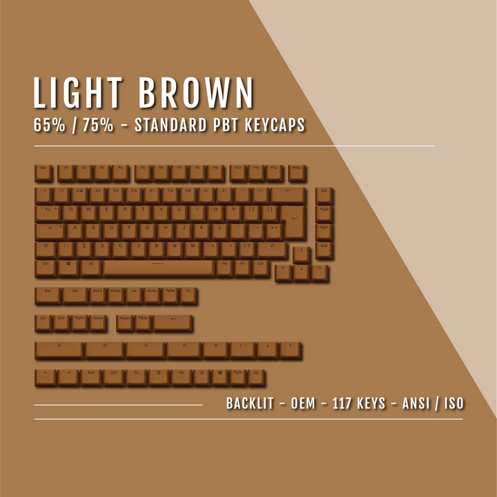 Light Brown Backlit PBT Keycaps – 65/75% Krome Keycaps LTD Single Colour, USA