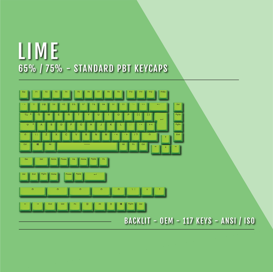 US Lime Backlit Keycaps - ISO/ANSI - 65/75% - kromekeycaps