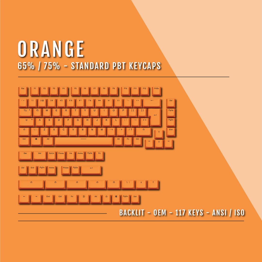 Orange Backlit PBT Keycaps – 65/75% Krome Keycaps LTD Single Colour, USA