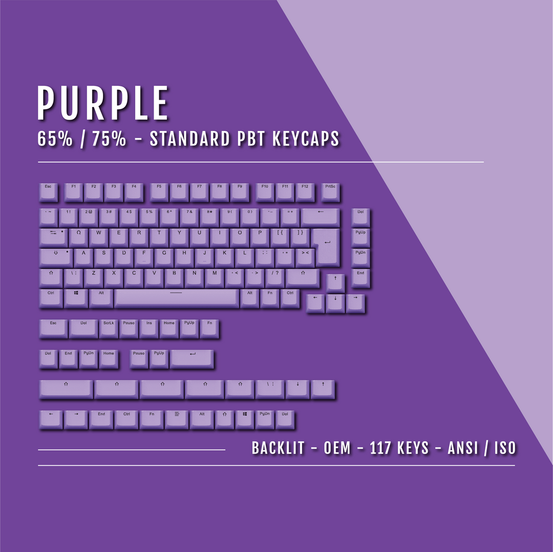 Purple Backlit Keycaps - 65/75% Krome Keycaps LTD Single Colour, USA
